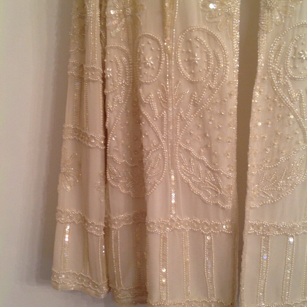 NWT Vintage Laurence Kazar Off White Creme Beaded Sequin Evening Jacket 1X - Picture 3 of 14